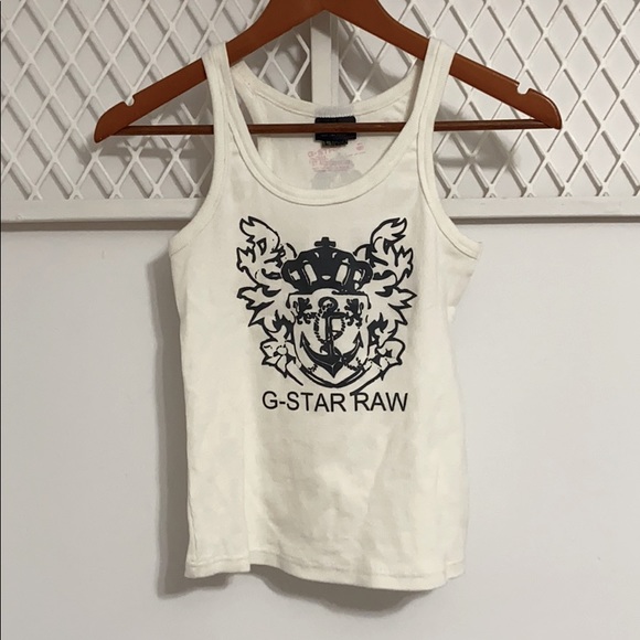 G-Star Tops - G-STAR RAW Ribbed Racerback Tank Top Cream